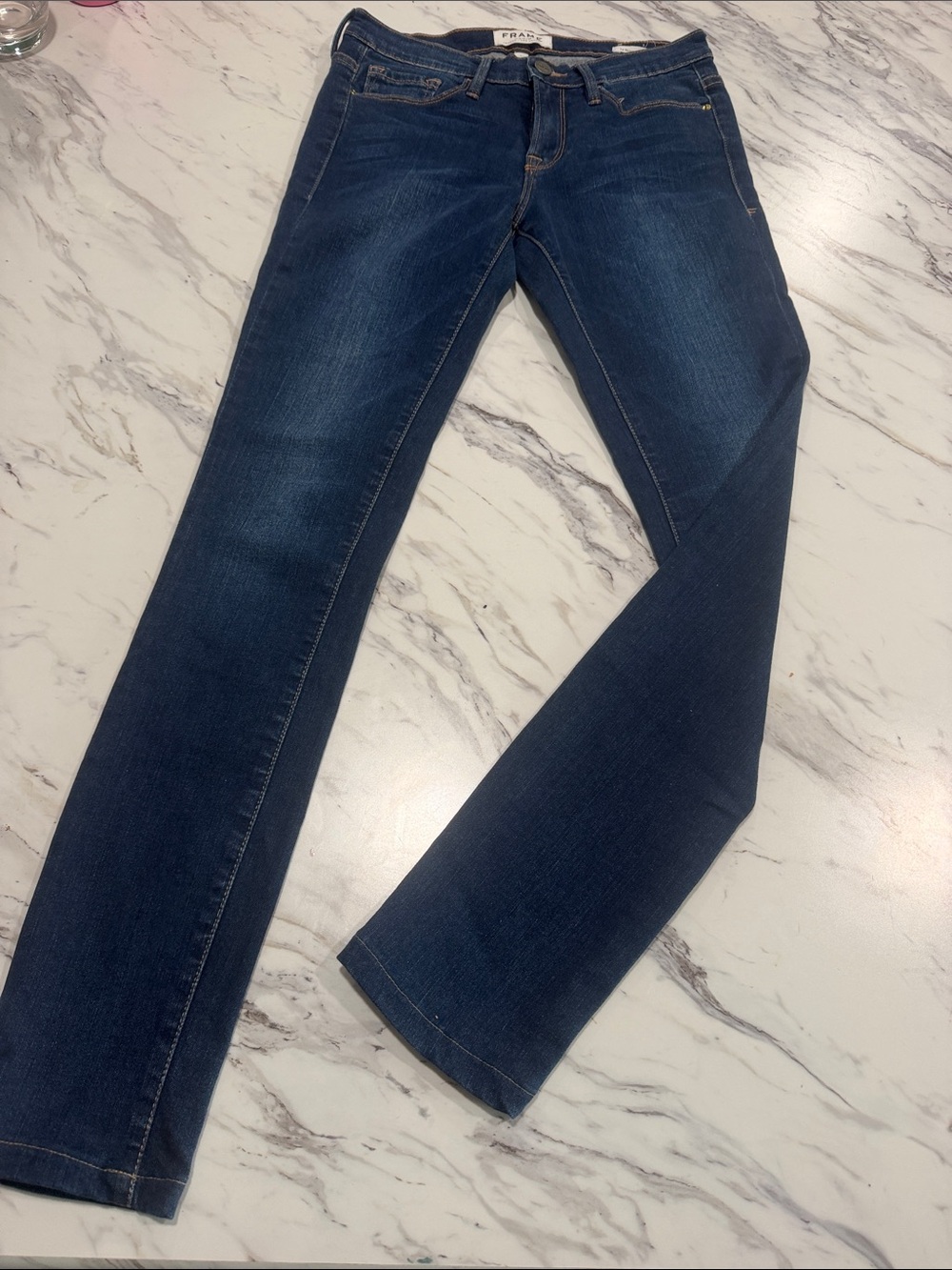 Frame Denim Skinny Jeans in Medium Blue Wash